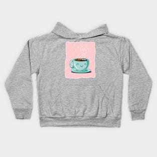 Happy Coffee Pink Kids Hoodie